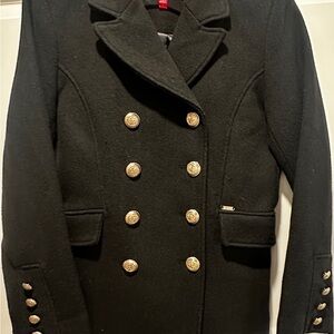 Guess Black Pea Coat with Gold Buttons